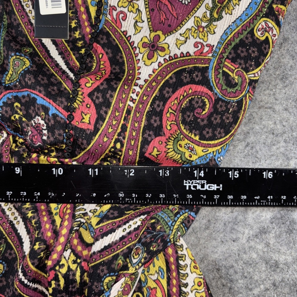 T Tahari Women's Dress Women's 10 Peacock Paisley Button Tiered Cottage Boho New - Picture 8 of 16